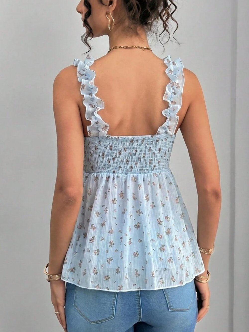 Baby Blue Boho Women's Maternity Floral Babydoll Top - Picture 2 of 5